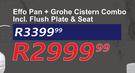 Effo Pan + Grohe Cistern Combo Incl. Flush PLate & Seat