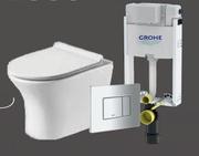 Tahsin Pan + Grohe Cistern Combo Incl. Flush Plate & Soft Close Set