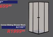 Corner Sliding Shower Black