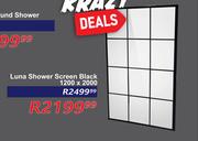 Luna Shower Screen Black 1200 x 2000
