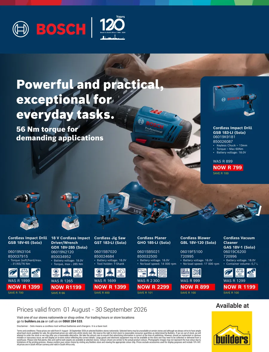 Builders Bosch : Powerful And Practical (01 August - 30 September 2026)