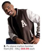 Pu Sleeve Melton Bomber From (XS-XXL)-Each