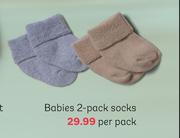 Babies 2 Pack Socks-Per Pack