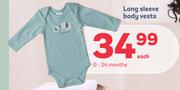 Long Sleeve Body Vests 0-24 Months-Each