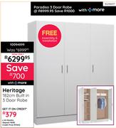 Heritage 182cm Built-In 3 Door Robe 10094899