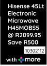 Hisense 45L Electronic Microwave H45MOBS5 10302112