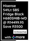 Hisense 541L SBS Fridge Black H680SMIB-WD 10306058