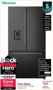 Hisense 575L Black French Door Fridge H760FSB-WD 10291720