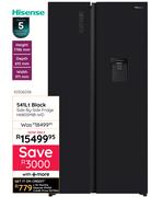 Hisense 541L Black Side By Side Fridge H680SMIB-WD 10306058