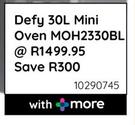 Defy 30Ltr Mini Oven MOH2330BL 10290745