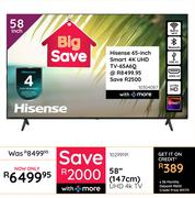 Hisense 65" (165cm) Smart 4K UHD TV 65A6Q 10304087