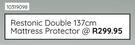 Restonic Double 137cm Mattress Protector 10319098