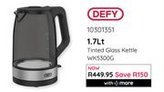 Defy 1.7Ltr Tinted Glass Kettle WK5300G 10301351