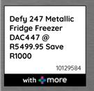 Defy 247 Metallic Fridge Freezer DAC447 10129584