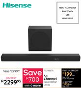 Hisense 3.1 Channel Soundbar HS3100 10298676