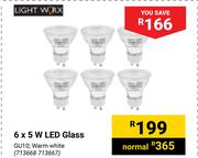Light Worx 6 x 5W LED Glass GU10