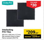 Multi Flor Interlocking PVC Tiles-500mm x 500 mm x 5.2mm Per Sqm