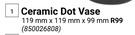 Ceramic Dot Vase 119mm x 119mm x 99mm 850026808