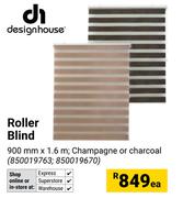 Design House Roller Blind Champagne Or Charcoal 900mm x 1.6m 850019763, 850019670