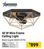 Bright Star Lighting 40W Wire Frame Ceiling Light Black & Gold 850015975