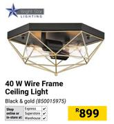 Bright Star Lighting 40W Wire Frame Ceiling Light Black & Gold 850015975