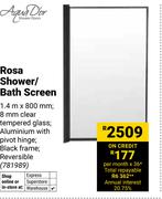 Aqua Dior Rosa Shower/Bath Screen 1.4m x 800mm 781989