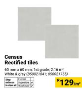 Census Rectified Tiles 60mm x 60mm 850021841,850021755-Per Sqm
