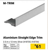 M-Trim Aluminium Straight Edge Trim 2.5m x 12mm