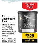 Fired Earth 1L Chalkboard Paint 656951, 656954