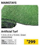 Mainstays Artificial Turf Green 1.5m x 2m x 15mm 850025904