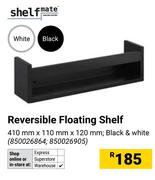 Shelfmate Reversible Floating Shelf Black & White 410mm x 110mm x 120mm 850026864,850026905