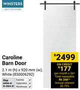 Winster Caroline Barn Door (White) 2.1m(h) X 920mm(w) 850006292