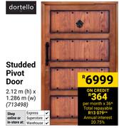 Dortello Studded Pivot Door 2.12m(h) X 1.286m(w) 713498