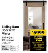 Sliding Barn Door With Mirror 2.05m(h) X 930mm(w) 751776