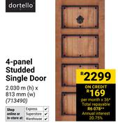Dortello 4-Panel Studded Single Door 2.030m(h) X 813mm(w) 713490