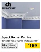 Designhouse 3-Pack Roman Cornice White 2m x 100mm X 95mm 756020