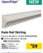 Upper Edge Dado Rail Skirting 2.4m X 26mm X 14mm 850033904
