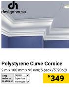 Designhouse Polystyrene Curve Cornice 2m X 100mm X 95mm 532368