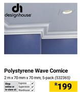 Designhouse Polystyrene Wave Cornice 2m x 70mm X 70mm 532365