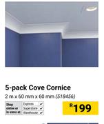5-Pack Cove Cornice 2m x 60mm x 60mm 518456