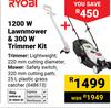Ryobi 1200W Lawnmower & 300W Trimmer Kit 648613