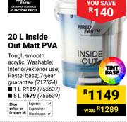 Fired Earth 20L Inside Out Matt PVA (717524)