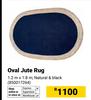 Oval Jute Rug 1.2m x 1.8m Natural & Black (850017264)