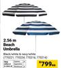 2.56m Beach Umbrella Black/White & Navy/White (770221,770224,770216,770214)-Each