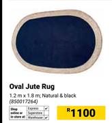 Oval Jute Rug 1.2m x 1.8m Natural & Black (850017264)