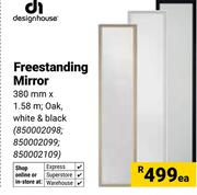 Design House Freestanding Mirror 380mm x 1.58m Oak,White & Black(850002098,850002099,850002109)-Each