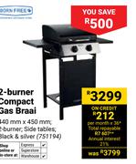 Born Free 2 Burner Compact Gas Braai 440mm x 450mm (751194)