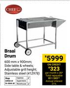 Chef Stainless Steel Braai Drum 600mm x 900mm 412978