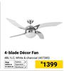 4-Blade Decor White & Charcoal Fan 4BL1LC 