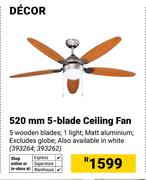 Decor 520mm 5-Blade Ceiling Fan 393264; 393262